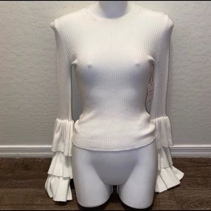 Tiered trumpet sleeve sweater